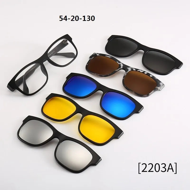 6 in 1 Custom Men Women Polarized Optical Magnetic Sunglasse Magnet Clip on Sunglasses Polarization Clip on Sun Glasses Frame