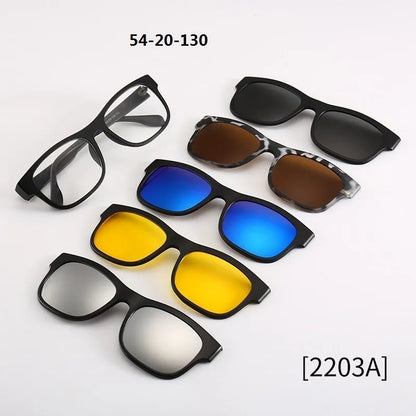 6 in 1 Custom Men Women Polarized Optical Magnetic Sunglasse Magnet Clip on Sunglasses Polarization Clip on Sun Glasses Frame