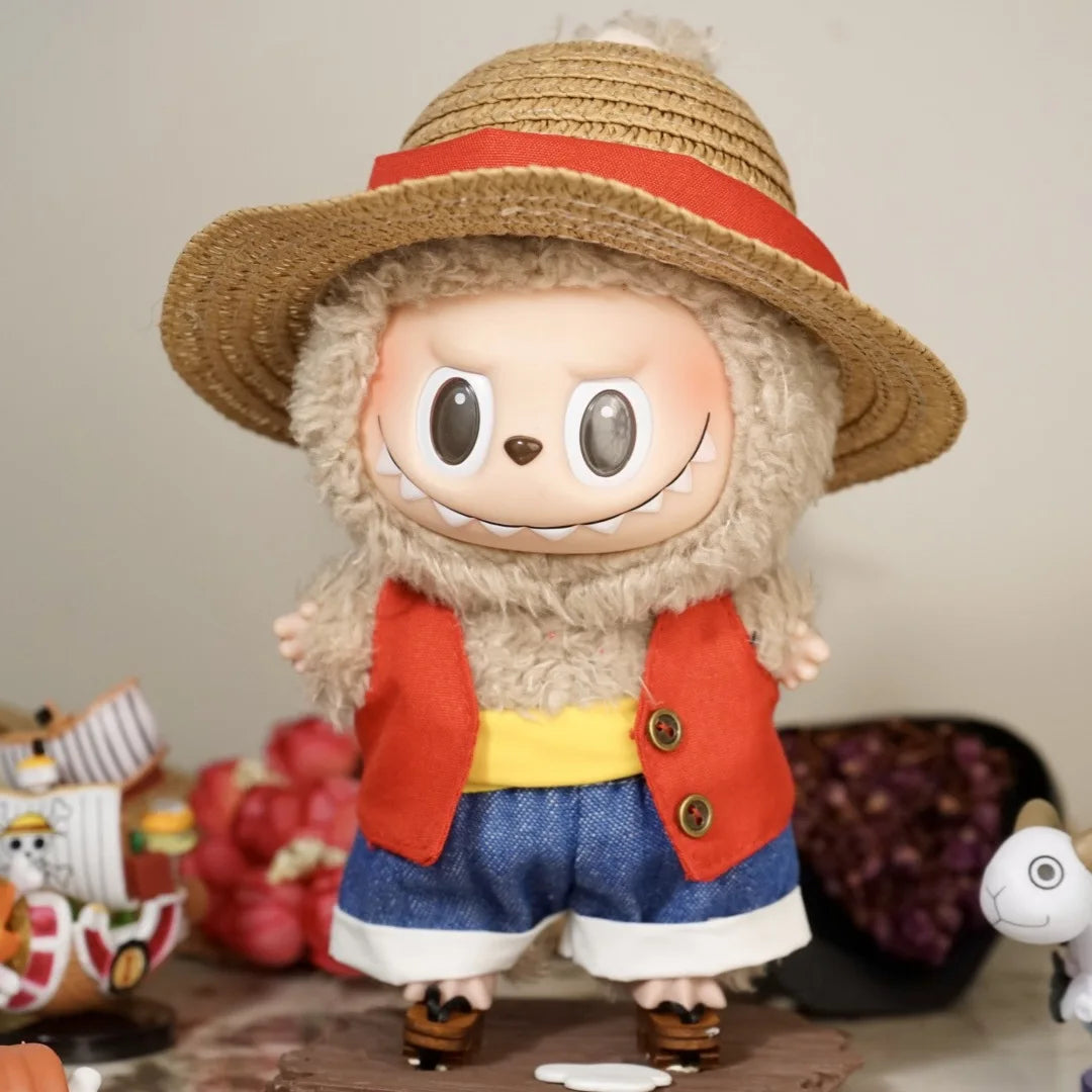 Labubu Anime Character Red Vest Set Trendy Pendant Clothing, Labubu Accessories (No Dolls)
