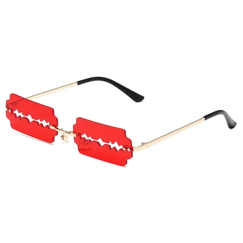 Festival Rimless Rectangle Sunglasses Women Unique Razor Blade Funny Sun Glasses Personality Trend Catwalk Party Hip Hop Eyewear