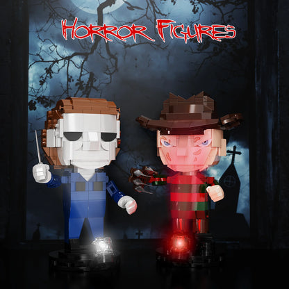 2in1 Horror Movie Figures Building Block Set Elm Street Freddyed Bricks Home Decor Halloween Gifts for Boys and Girls(625 Pcs)