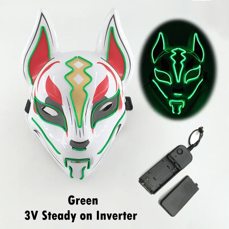 Glowing Halloween Party El Face Mask Japanese Anime Character Cosplay Led Clothing Fox Face Mask for Parties