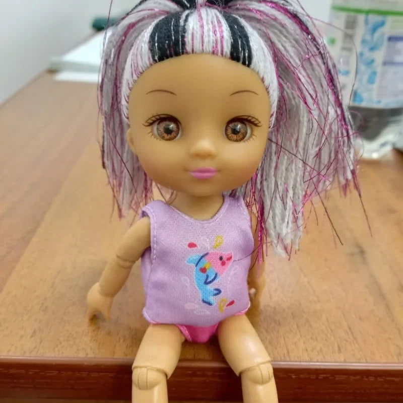 16cm Girl Doll With Clothes Brown Skin Multi Joint Movable Body Girls DIY Toys Birthday Gifts