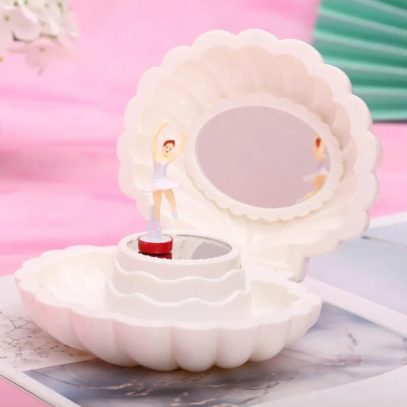 1Pc Shell Shaped Clockwork Musical Boxes Girls Dancing Ballerina Musical Box Christmas Birthday Jewelry Box Gifts Ornaments
