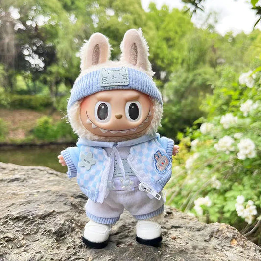 For 17cm Labubu for Upset Duck Outfit Doll Clothes Sports Doll Clothes Color Match Hoodies Dolls Accessories