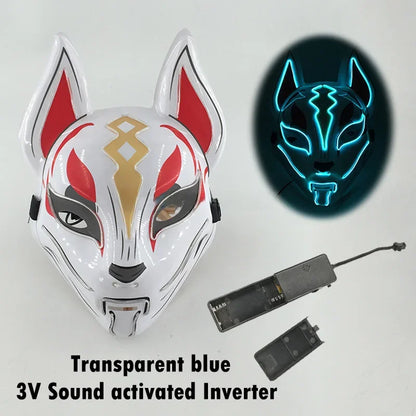 Glowing Halloween Party El Face Mask Japanese Anime Character Cosplay Led Clothing Fox Face Mask for Parties