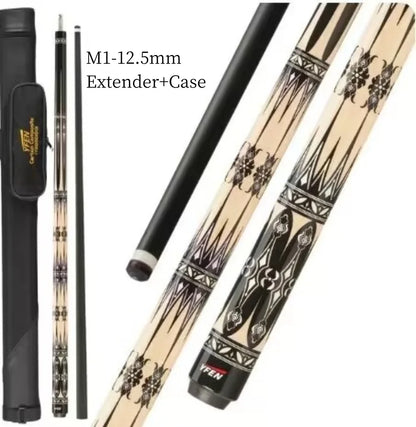 YFEN 58" Carbon Fiber  Technology 1/2 Billiard Pool Cue Stick 12.5mm + Extender