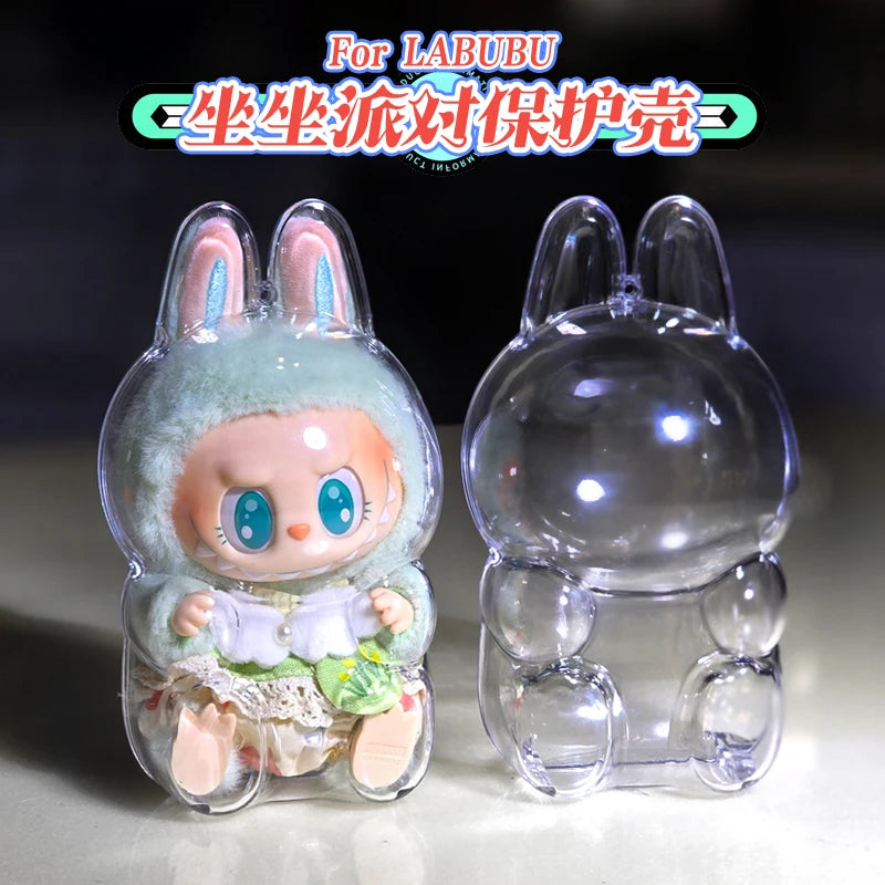 V1 V2 Labubu Protective Cover Cotton Doll Sitting Bag Transparent Doll 17cm Dustproof Hanging Plush Doll Dust Drying Doll Bag