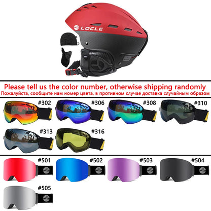 LOCLE Men Skiing Helmet Women Children Boys Girls Ski Helmet Skating Skateboard Snowmobile Motorcycle Helmets Size 52-64cm