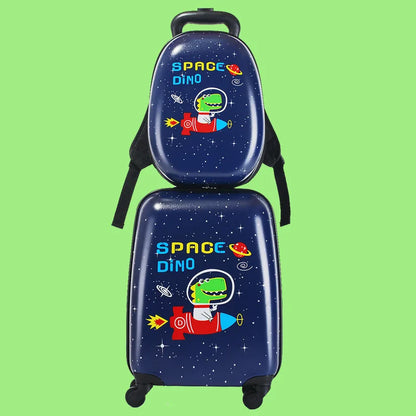 Children Trolley Rolling Luggage 18 Inch Universal Wheel Cartoon Dinosaur Suitcase 13 Inch Travel Bag Backpack Drag Box for Kids