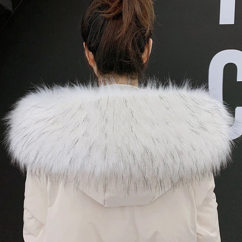 Women Faux Fur Collar Scarf Winter Warm Thick Imitation Fur Shawl Collar Plush Fluffy Neck Warmer Scarves Coat Accessories