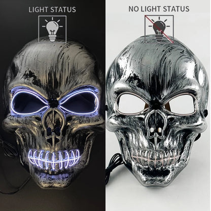 Halloween Scary Skull Skeleton Mask LED Light Up Mask for Halloween Festival Cosplay Costume Parties Carnival Night