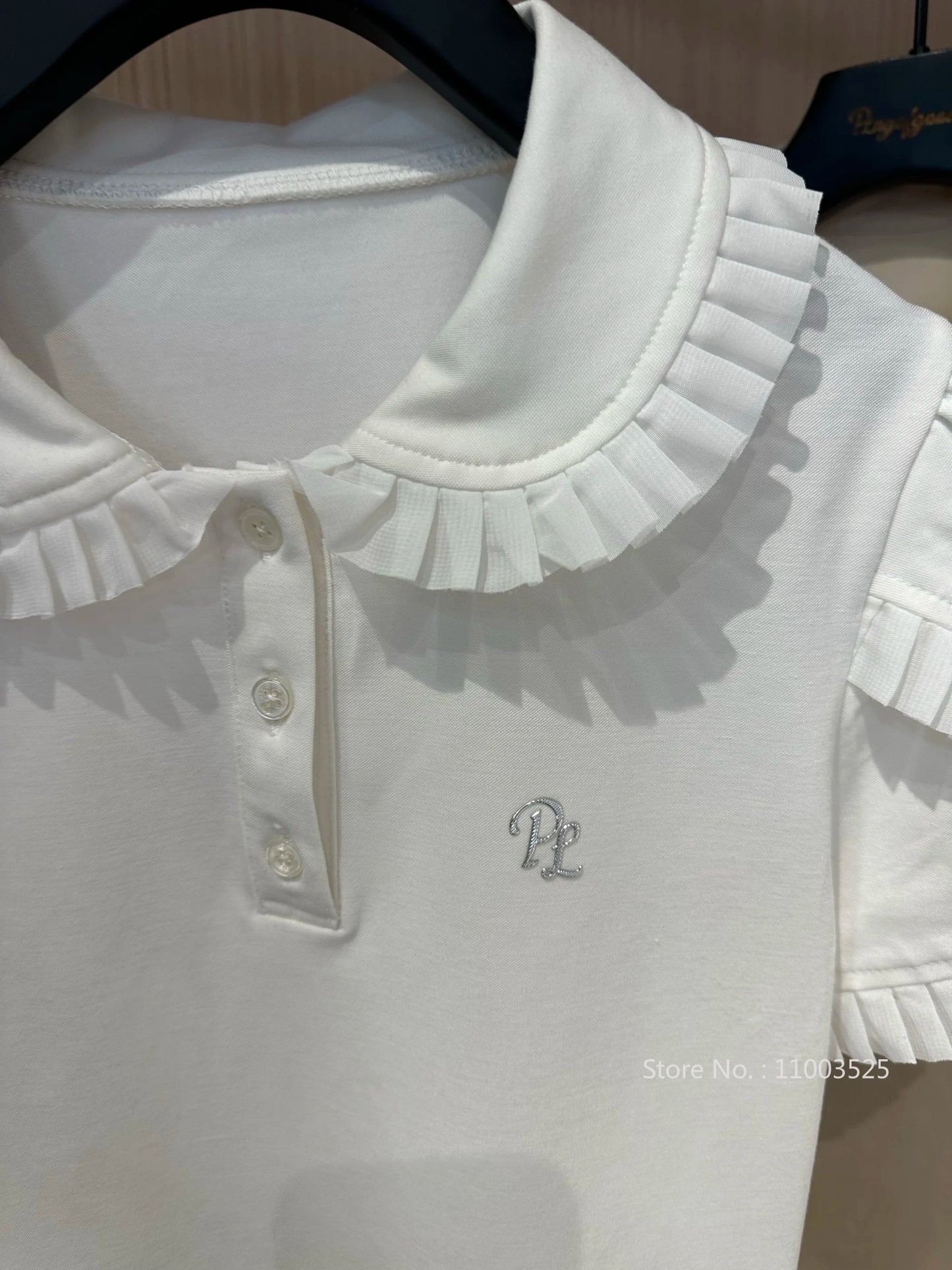2025 Golf Clothing Shirt Women Korean Elegant Short Sleeve Shirts Slim Quick Dry Tops Ruffle Pleated Tennis Jerseys Golf Wear