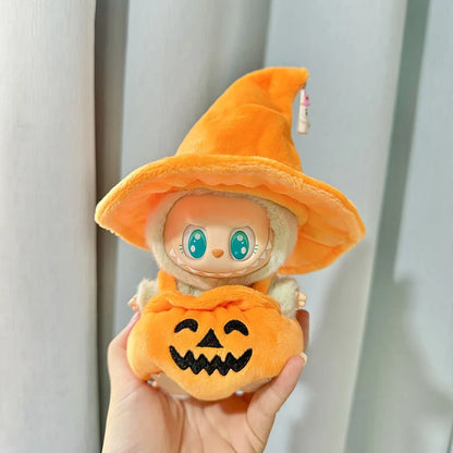 Labubu I II Dolls Cool Clothes Halloween Pumpkin Accessories With Hat Korea Kpop Exo Clothing Plush Doll'S Clothes DIY Gifts