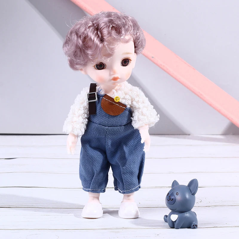 16cm Naked Body Mini 13 Movable Jointed Dolls Curly Hair Naked Body Doll DIY Toy Boy Dolls With Shoes for Children Birthday Gift