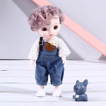 16cm Naked Body Mini 13 Movable Jointed Dolls Curly Hair Naked Body Doll DIY Toy Boy Dolls With Shoes for Children Birthday Gift