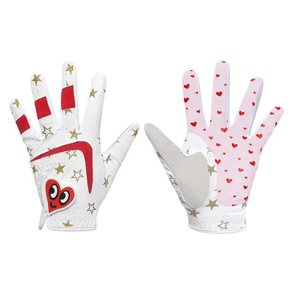 Children's Golf Gloves Deerskin Golf Gloves Kid Youth Breathable Fiber Layer Soft Comfortable Anti-Slip Outdoor Training Present