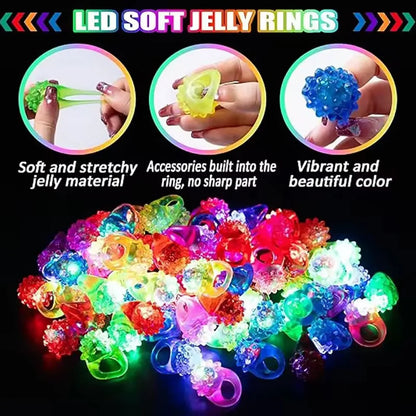 10/20/30/50pcs Glowing Rings LED Light Up Luminous Rings Party Favor Toys Flash Led Lights Glow in the Dark Party Supplies
