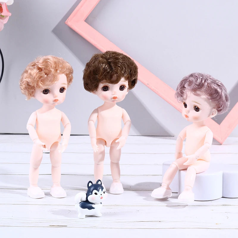 16cm Naked Body Mini 13 Movable Jointed Dolls Curly Hair Naked Body Doll DIY Toy Boy Dolls With Shoes for Children Birthday Gift