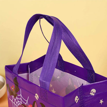 4-12pcs Halloween Theme Non-Woven Cloth Gift Shopping Bag Environmentally Friendly Reusable Cartoon Pumpkin Creative Storage Bag