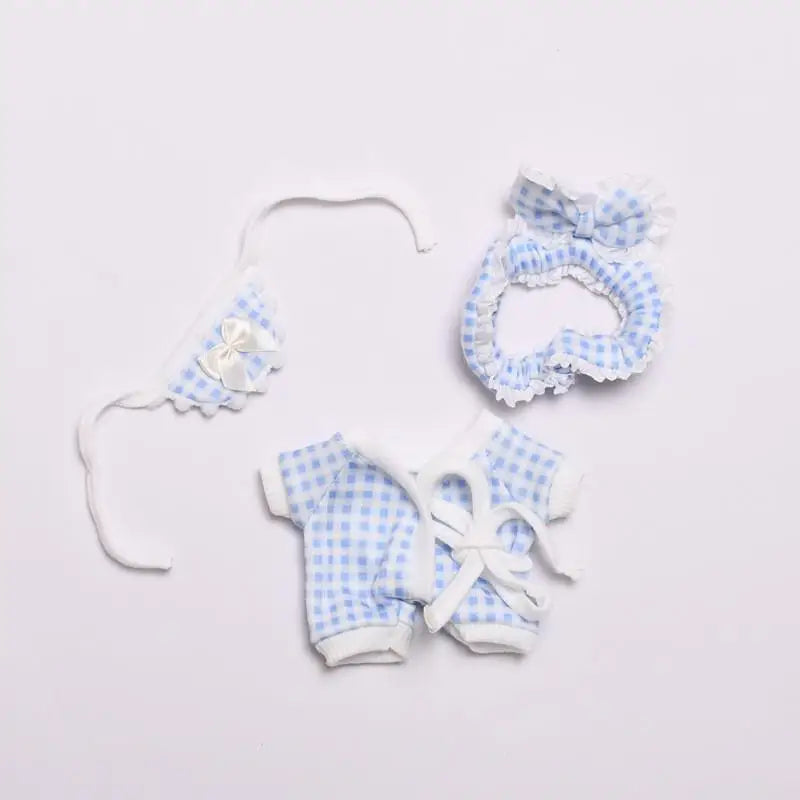 17cm Mini Plush Doll'S Clothes Outfit Accessories for Korea Kpop Exo Labubu Idol Plaid Floral Pajamas Clothing Gift