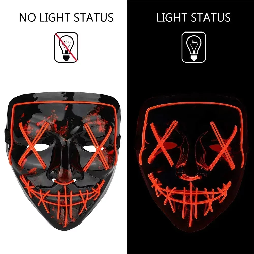 Halloween Scary LED Glowing Mask-Colorful Luminous Ghost Face,Carnival/Cosplay Party/Nightclub/Music Festival/Costume Supplies