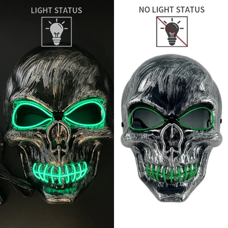 Halloween Scary Skull Skeleton Mask LED Light Up Mask for Halloween Festival Cosplay Costume Parties Carnival Night