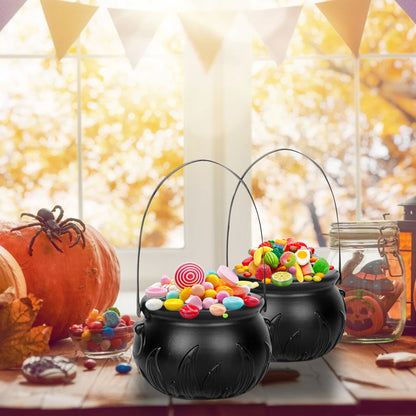 1set Halloween Decoration Party Witch Cauldron Indoor and Outdoor Props With Stand and Black Plastic Bowl Candy Party Gifts