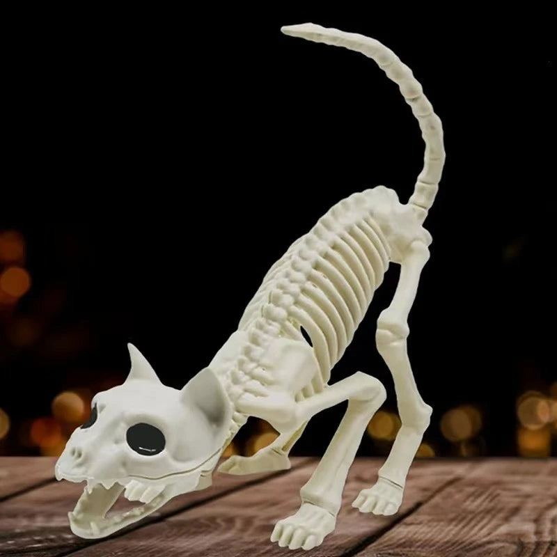 Halloween Animal Skeleton Cat and Mouse Skeleton Skeleton Model Halloween Horror Decoration Haunted House Decoration Props