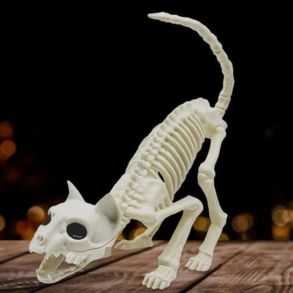 Halloween Animal Skeleton Cat and Mouse Skeleton Skeleton Model Halloween Horror Decoration Haunted House Decoration Props