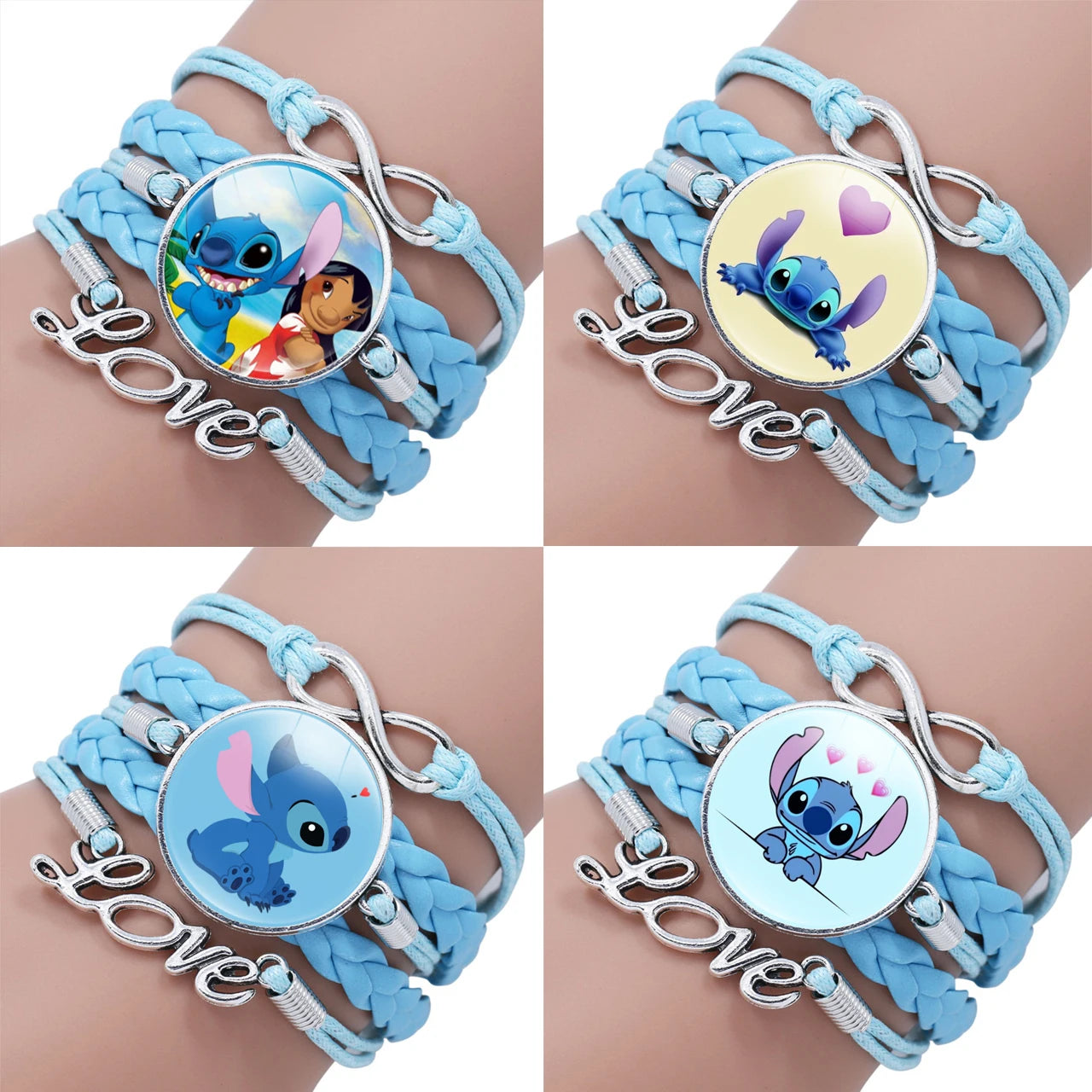 Disney Stitch Bracelet Cartoon Lilo & Stitch Anime Figures Print Cute Wristand Present Kids Toys Girls Christmas Party Gift Toy
