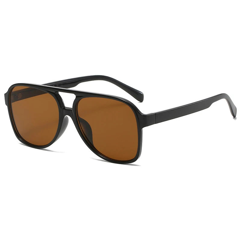 Fashion Pilot Oversized Sunglasses Woman Personality Double Bridges Sun Glasses Female Retro Leopard Orange Mirror Eyewear