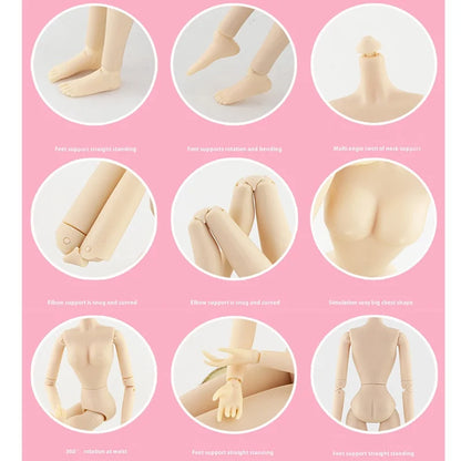 30cm Fashion Girls Princess Doll Barbi Doll 28 Joints Moveable Doll Model Smiley Doll Toy for Girls Gift