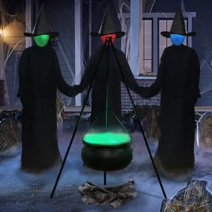 Halloween Decorations Large Witches Cauldron on 54 Tripod With Lights Black Plastic Bowl Decor Hocus Pocus Candy Bucket Decorat