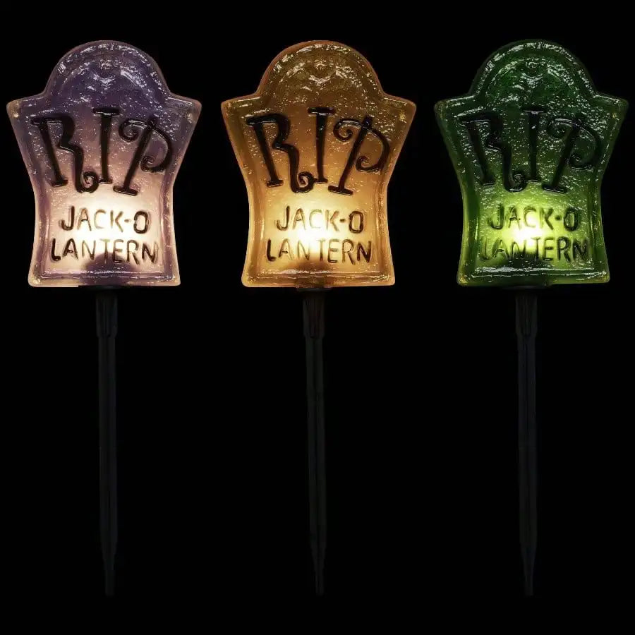 3-Pack Artificial Tombstone Decorations - Halloween Cemetery Grave Stones With Realistic Details, Weather-Resistant Outdoor