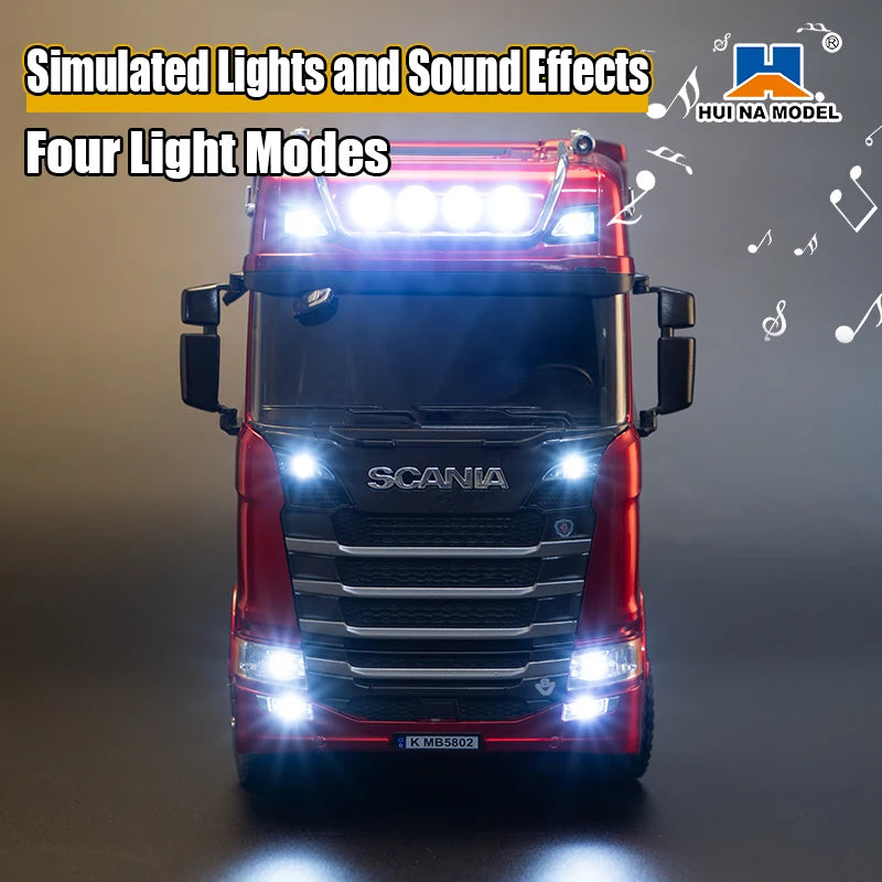 Huina Scania 770s 1:18 Scale RC Tractor Alloy Model Full Proportional Throttle 4WD 19 Channel Remote Control Car Toy for Kids