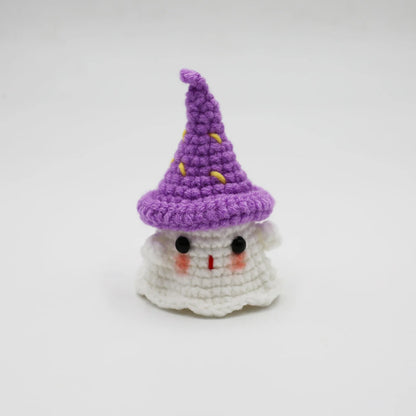 Halloween Home Decoration Handmade Knitted Witch Ghost Doll Ornament  Cute Pumpkin Ghost Keychain for Bag Pendant Christmas Gift