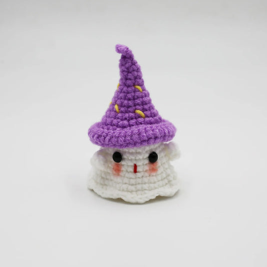Halloween Home Decoration Handmade Knitted Witch Ghost Doll Ornament  Cute Pumpkin Ghost Keychain for Bag Pendant Christmas Gift