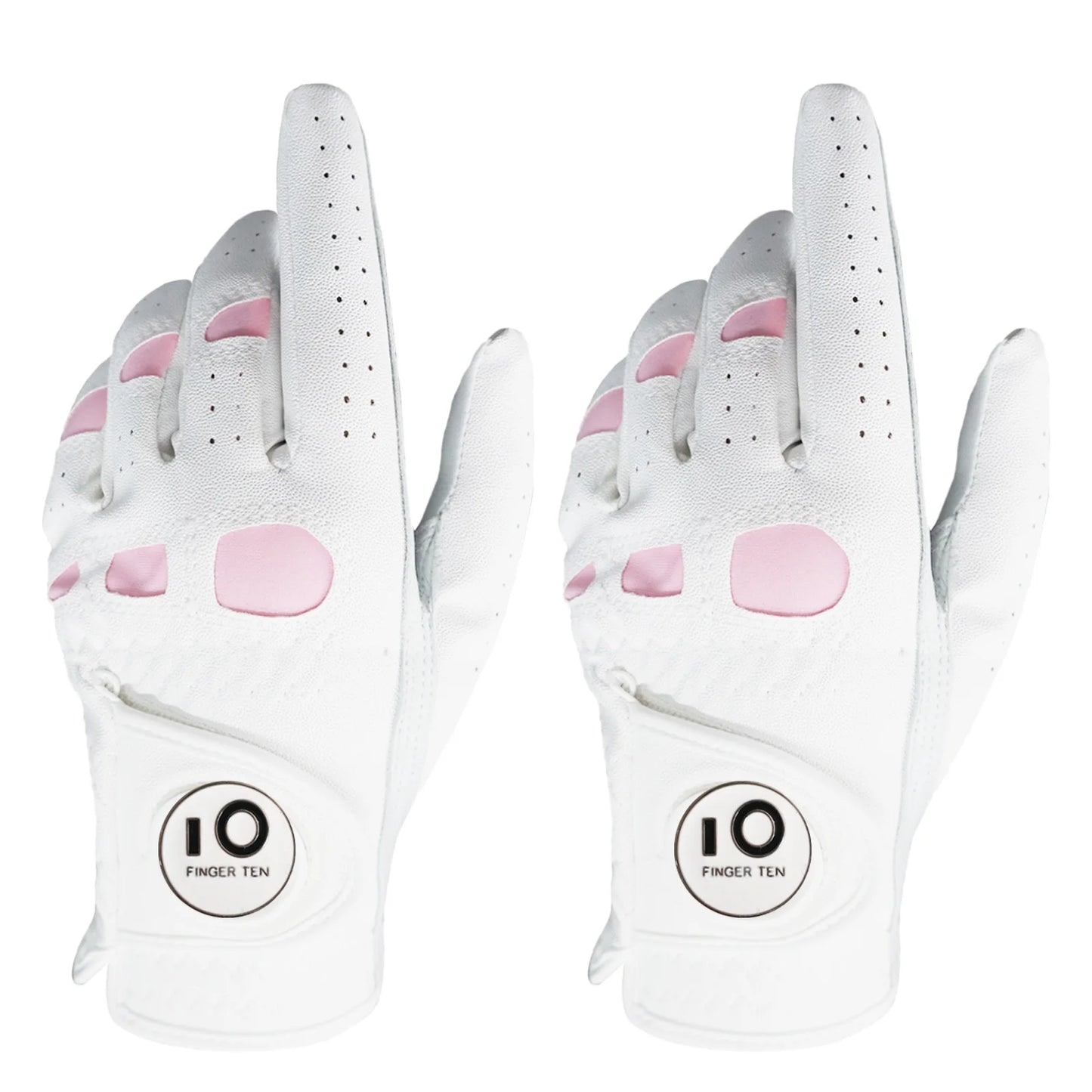 2 Pack or 1 Pair Cabretta Leather Womens Golf Gloves With Ball Marker Left Right Hand Extra Grip Ladies Sizes S M L XL