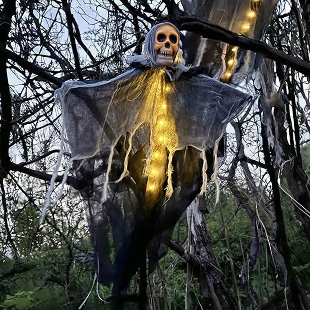 1PCS Halloween Skeleton Ghost Decoration Ghost With LED Halloween Decoration LED String Lights for Outdoor Use in Gardens