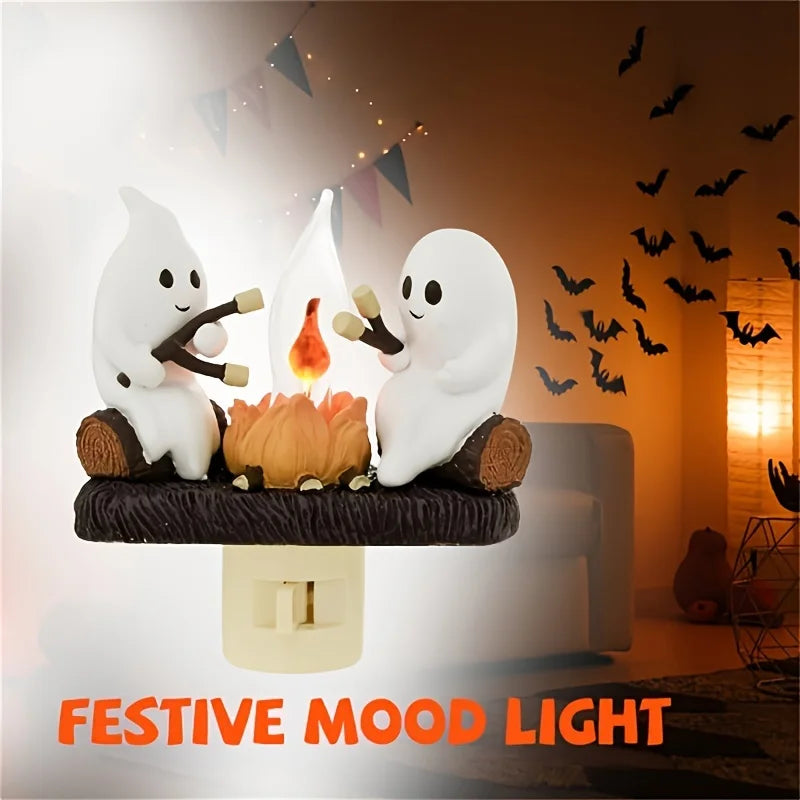 Halloween Ghost Bonfire Twinkling Night Light, 3D LED Campfire Night Light, Halloween Interior Decoration, Room Cute Decoration