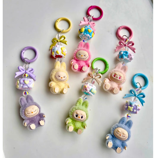 New Christmas Labubu Kawaii Particles Keychain Bag Cell Phone Charm Key Chain Christmas Gift