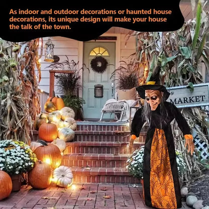 1Pc 2025 Halloween Decor Talking Witch Outdoor Spooky Animatronic Witch Decor Prop Red Eye Animated Witch Home Festival Decor