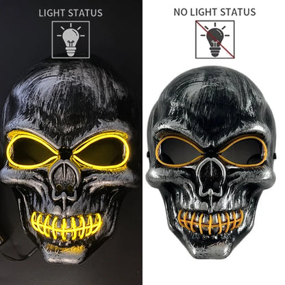 Halloween Scary Skull Skeleton Mask LED Light Up Mask for Halloween Festival Cosplay Costume Parties Carnival Night