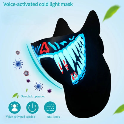 New Halloween Led Cold Light Mask Music Voice-Controlled Cold Light Light Party Mask Gift