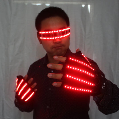LED Glow Gloves Rave Light Flashing Finger Lighting Glow Mittens Magic Black Luminous Gloves Party Supplies Halloween