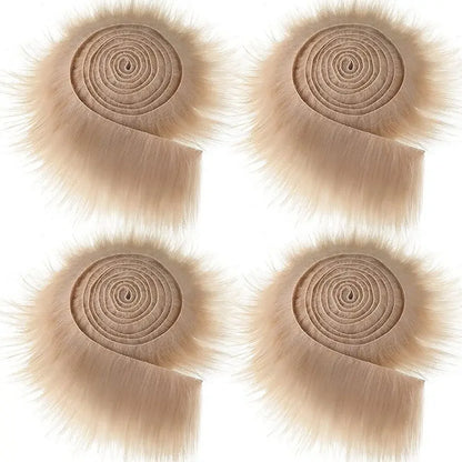 1.5M Faux Fur Ribbon Tapes Trim Fabric Roll Plush Fur Stripe Long Plush Fur Fabric Fluffy Trimming for Winter Costume DIY Crafts