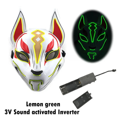 Glowing Halloween Party El Face Mask Japanese Anime Character Cosplay Led Clothing Fox Face Mask for Parties