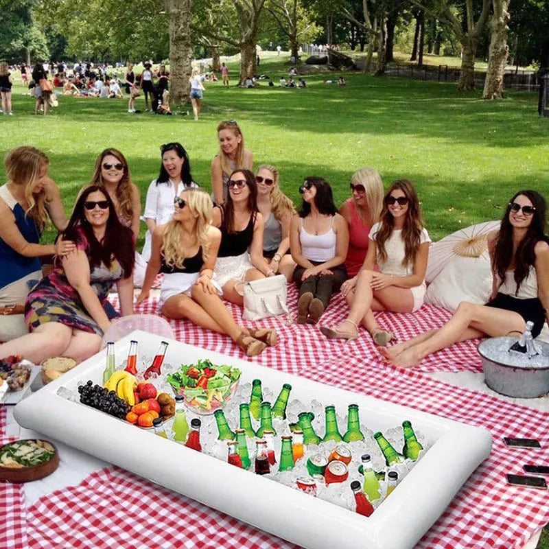 PVC Inflatable Outdoor Pool Rafts Beach Swimming Portable Inflatable Ride-Ons Water Ice Bucket Salad Beer Bar