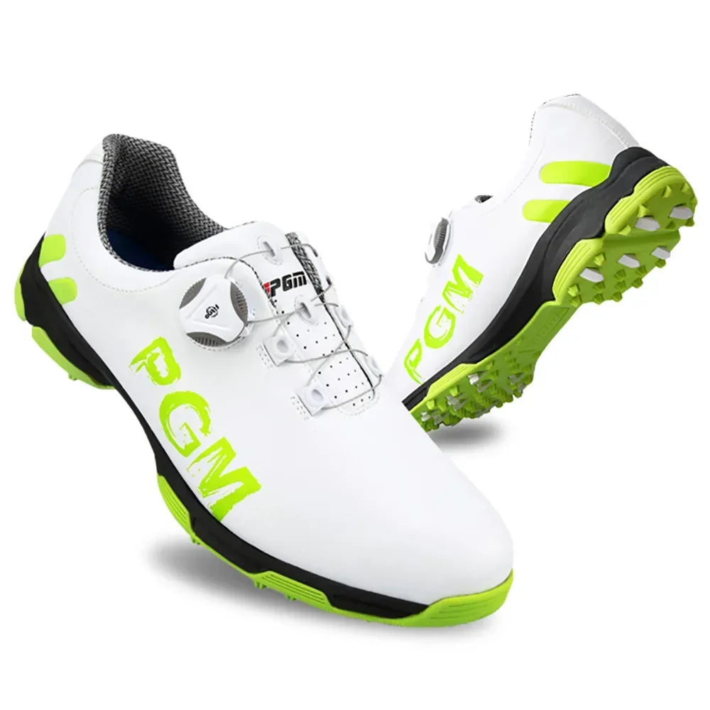 PGM Golf Men's Shoe Rotating Lace Waterproof, Breathable, Non Slip Sports Shoe